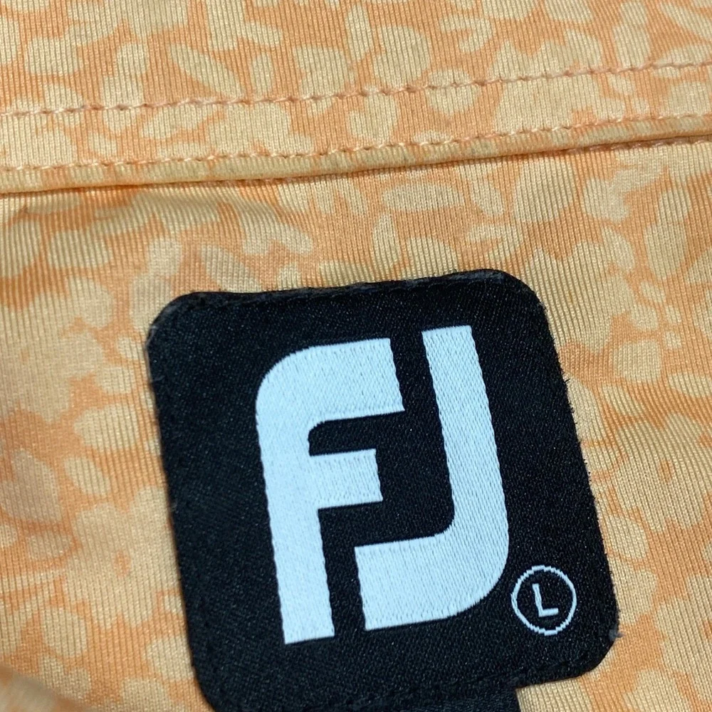 FootJoy Polo Shirt Tour Patch Collar Floral Men L Golf Cramer Performance Floral